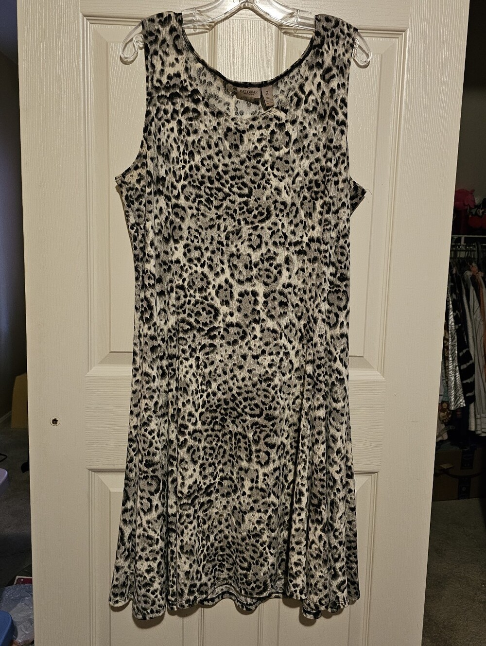 Chico's Sleeveless Leopard-Print A-Line Dress in Black & White Sz XL